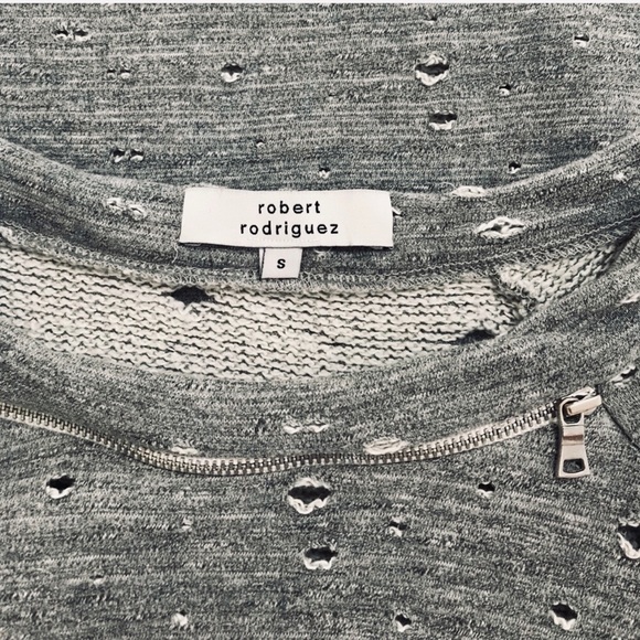 ROBERT RODRIGUEZ Distressed Sweatshirt Heathered Gray Zippers - Picture 5 of 8